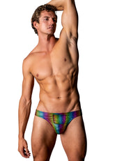 Rainbow Pack and Play Thong with Front Condom Pouch S/M Mens Thongs
